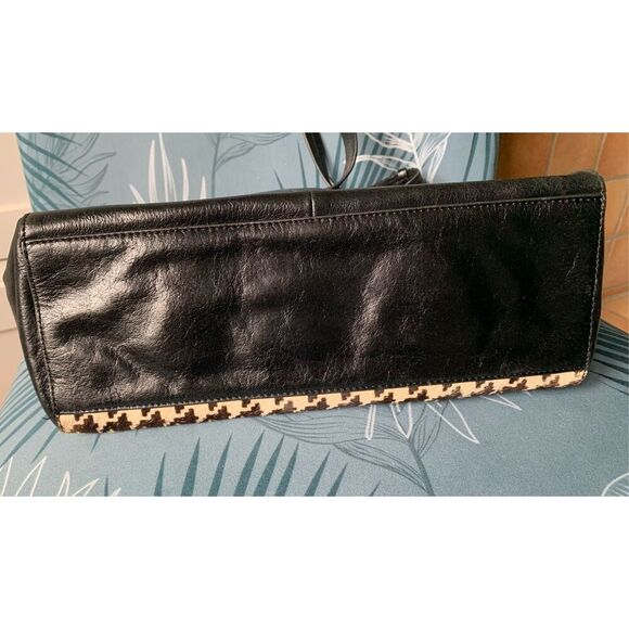 BADGLEY MISCHKA BLACK MIRANDA HOUNDSTOOTH CALF HAIR LEATHER PURSE SHOULDER BAG - Picture 6 of 10